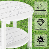 LZRS Round Adirondack Side Table Double End Table, Outdoor Side Tables for Patio, Backyard, Pool, Indoor Companion - Photo 4