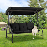 AECOJOY 3-Seat Outdoor Porch Swing with Adjustable Backrest and Canopy - Photo 1