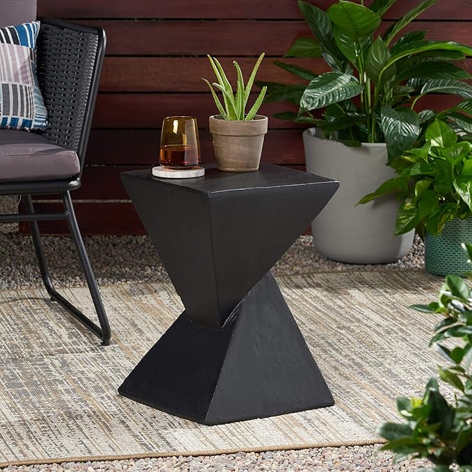 Christopher Knight Home Kajsa Outdoor Lightweight Concrete Accent Table, Black - Photo 2