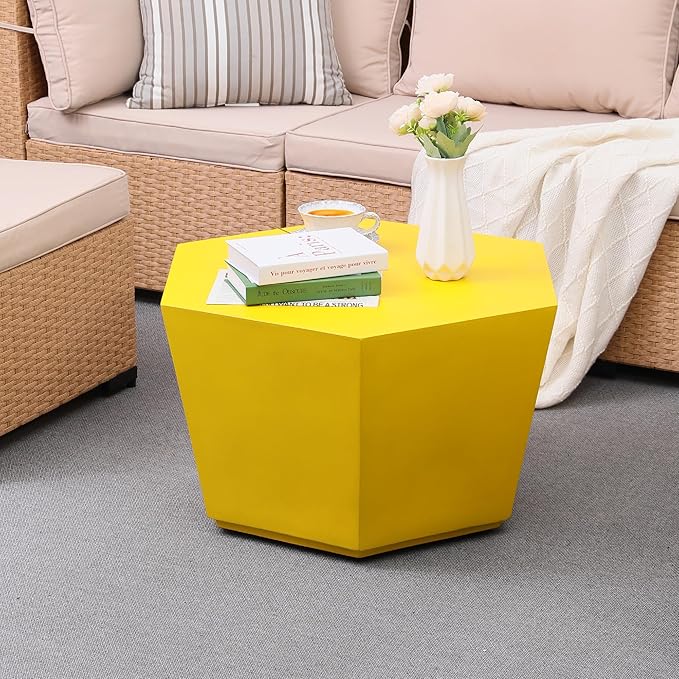 UPHA 28" Hexagon Outdoor Coffee Table, Modern Hollow Concrete Patio Table - Photo 6