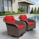 Wicker Swivel Rocking Chairs Set 2 - Photo 1