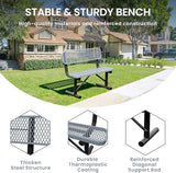 4 Feet Steel Park Bench for Outside, Outdoor Bench with Backrest & Portable Frame, Commercial Benches for Shopping Malls - Photo 3