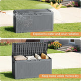 Greesum 100 Gallon Resin Deck Box Large Outdoor Storage Boxes with Cushions for Garden Tools, Patio Furniture Pillows - Photo 4