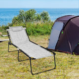 Tangkula Widen Folding Chaise Lounge Chair Set of 2, Portable Camping Recline Chair w/4 Backrest Positions - Photo 4
