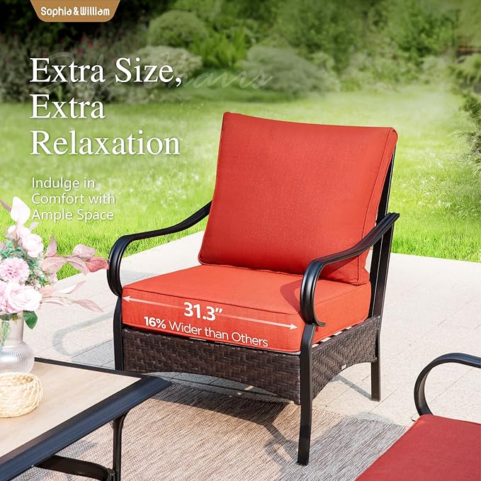 Sophia & William Extra Large Outdoor Patio Sofa Chairs Set 2 PCS Heavy-Duty Porch Furniture with High Back & Deep - Photo 4