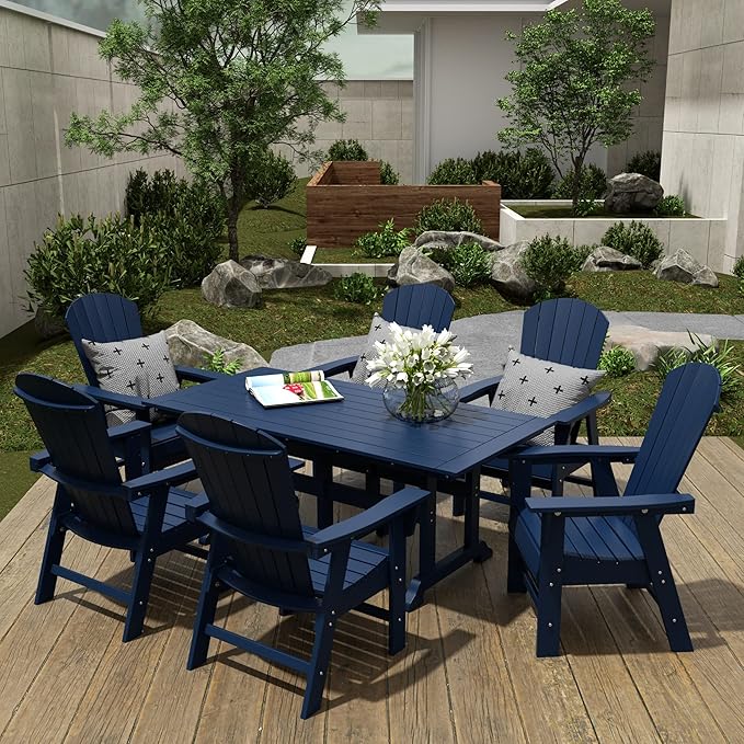 WestinTrends Dylan Outdoor Patio Shell-Back Adirondack Dining Chair Weather Resistant Navy Blue
