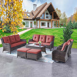Rilyson Wicker Patio Furniture Set - 7 Piece Rattan Outdoor Sectional Conversation Sets with 2 Rocking Swivel Chairs - Photo 8