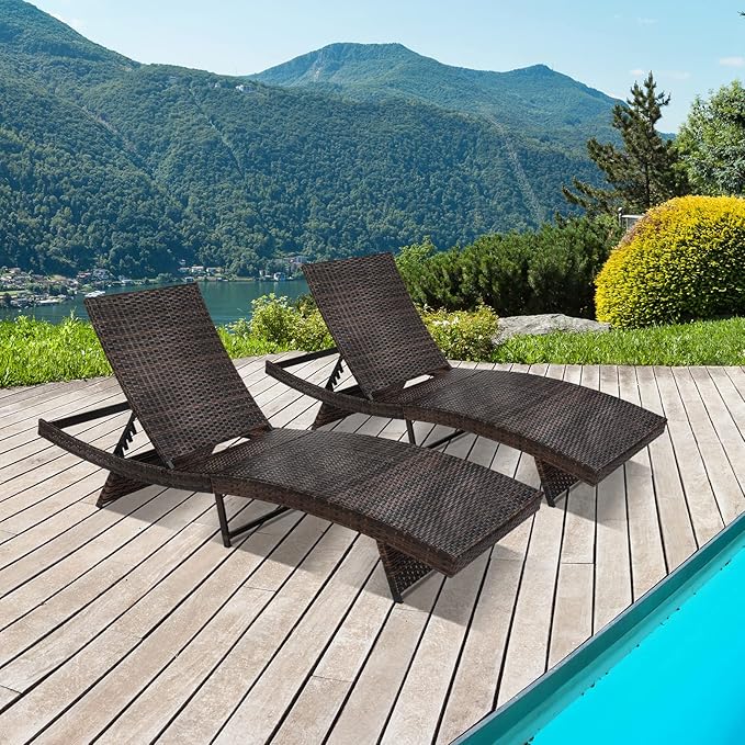 VINGLI Adjustable Patio Wicker Chaise Lounge Outdoor, Rattan Outdoor Lounge Chair - Photo 7