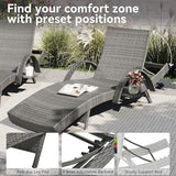 80.3” Outdoor Chaise Lounge, Grey Pool Lounge Chairs Set of 2, Wicker Recliner Chair with Pull-Out Side Table - Photo 4