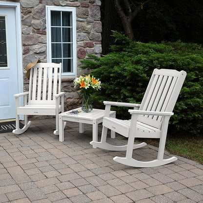 highwood AD-KITRKCH1-WHE Lehigh 2 Rocking Chairs with Adirondack Side Table, White