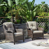 Rilyson Outdoor Wicker Patio Chairs Set of 2: Rattan Dining and Porch Chairs with High Back and Deep Seating - Photo 2