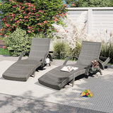 80.3” Outdoor Chaise Lounge, Grey Pool Lounge Chairs Set of 4, Wicker Recliner Chair with Pull-Out Side Table - Photo 2