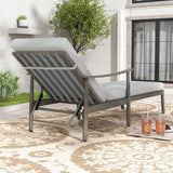 Outdoor Lounge Chair with Armrest, Patio Aluminum Chaise Lounge Set of 2, Adjustable Backrest with Rope Design - Photo 6