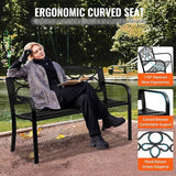 Happybuy 50-Inch Metal Outdoor Garden Bench, 550 lbs Load Capacity, Patio Bench with Backrest & Armrests - Photo 5