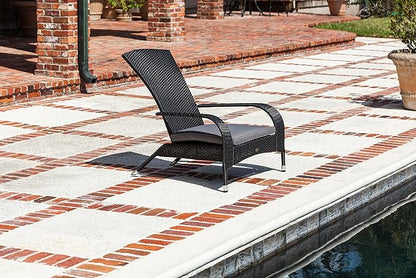 Balkene Home 62430 Coconino Wicker Chair All Weather Lightweight Durable Adirondack Style Chair Grey Outdoor Cushion Included - Black