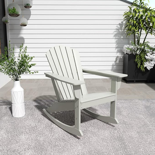 WestinTrends Dylan Outdoor Patio Poly Plastic Adirondack Rocking Chair, Sand