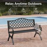PHI VILLA 50" Garden Metal for Outdoors Weatherproof 2-Person Steel Furniture for Garden, Patio, Porch, Black - Photo 7