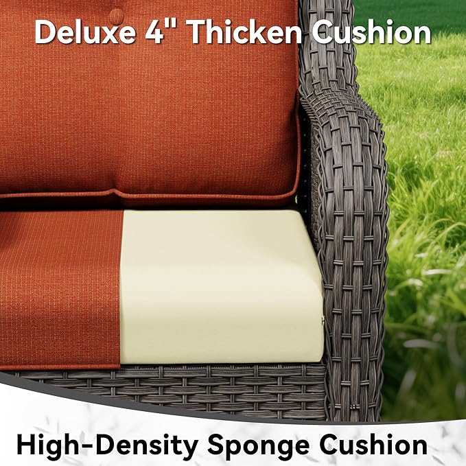 Swivel Rocker Patio Chairs Set of 2 - Outdoor Wicker Patio Furniture Set 2 Pieces with Thickened Olefin Cushions - Photo 7