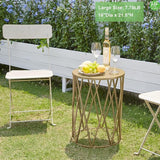 Nesting Side Table Set of 3 Decorative Round Garden Stools for Indoor Outdoor Heavy Duty Metal Frame Side Table - Photo 4