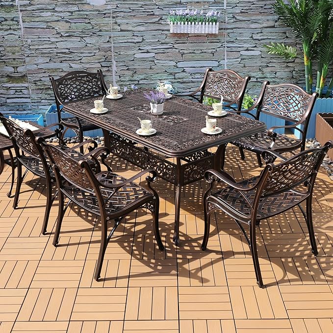 Outdoor Dining Chair Cast Aluminum Patio Chairs Set of 2 All-Weather Patio Dining Chair with Adjustable Feet for - Photo 2