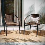 EMMA + OLIVER Set of 2 Modern Rattan Indoor/Outdoor Stack Chairs - Photo 5