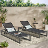 Christopher Knight Home Eudora Outdoor Chaise Lounge (Set of 2), Aluminum, Black, Gray - Photo 2