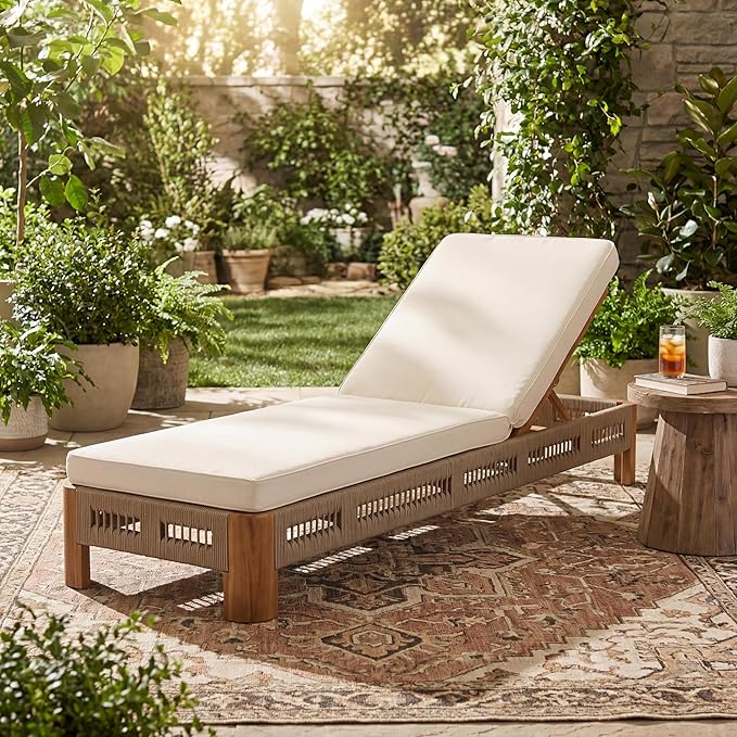 Christopher Knight Home Lamon Acacia Wood Chaise Lounge Chair Outdoor with Cushion - Photo 4