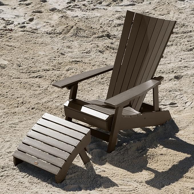 Highwood AD-KITADRI1-ACE Manhattan Beach Adirondack Chair with Ottoman, Weathered Acorn
