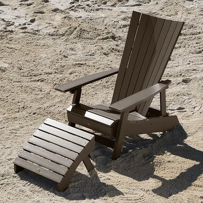 Highwood AD-KITADRI1-ACE Manhattan Beach Adirondack Chair with Ottoman, Weathered Acorn