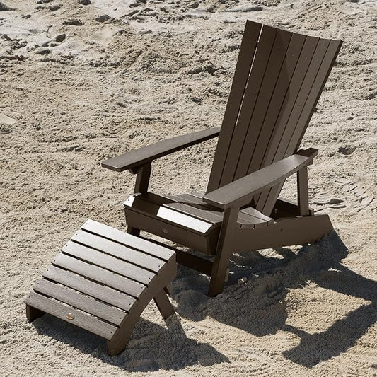 Highwood AD-KITADRI1-ACE Manhattan Beach Adirondack Chair with Ottoman, Weathered Acorn