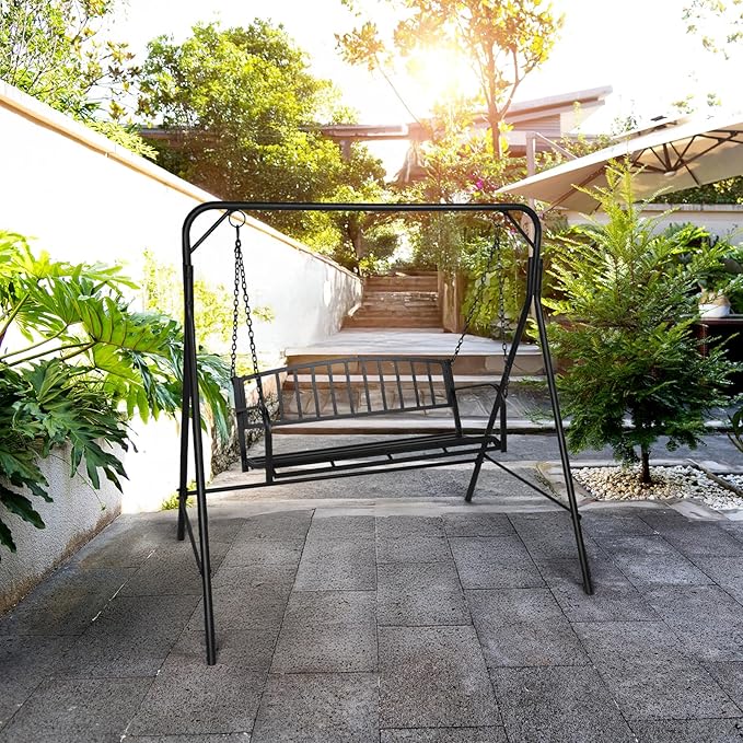 ZIMTOWN 2-Person Metal Porch Swing, 47-Inch Wide Hanging Bench，Heavy Duty Hanging Chair with 64.9" Adjustable Chains - Photo 8