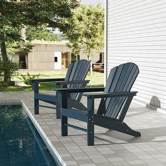 WestinTrends Dylan Outdoor Adirondack Chair (Set of 2), Navy Blue