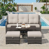 4-Piece Outdoor Couch Set, Includes Wicker Patio Sofa with Thickened Olefin Cushions, High Back and Deep Seating - Photo 8