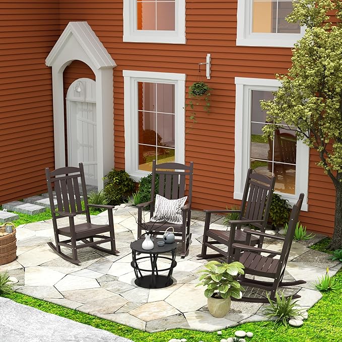 WestinTrends Malibu Outdoor/Patio Rocking Chair, Dark Brown