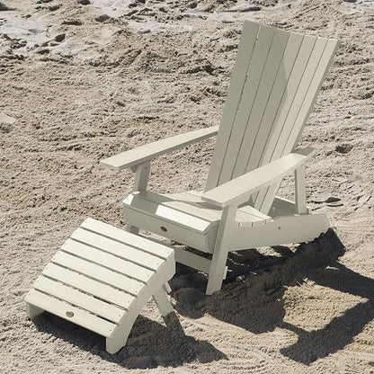 Highwood AD-KITADRI1-WAE Manhattan Beach Adirondack Chair with Ottoman, Whitewash