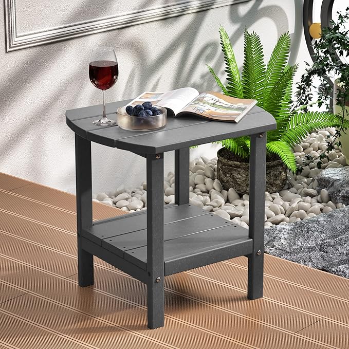 TORVA Patio Adirondack Side Table, Outdoor End Tables All-Weather Resistant HDPE Humidity-Proof Long Time Use for Deck - Photo 1