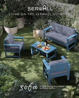 SERWALL 5 Pieces HDPE Outdoor Sofa Set with Cushions, All Weather Couch Conversation Set - Photo 6
