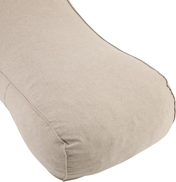 Merax Outdoor Bean Bag Chairs with Headrest, 71" L Large Lounger Chair for Adults Bean Bag Bed with Foam Filled for Patio Pool Balcony & Desk, Beige Fabric Outside Beanbag Chair, Beige