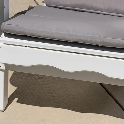 Christopher Knight Home Amenda Outdoor Acacia Wood Folding Adirondack Chairs with Cushions (Set of 2), Gray, White + Grey