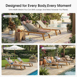 PURPLE LEAF Extra Large Patio Chaise Lounge 2 Pieces French Outdoor Wicker Lounger Matte Teak Aluminum Frame 771LBS - Photo 4