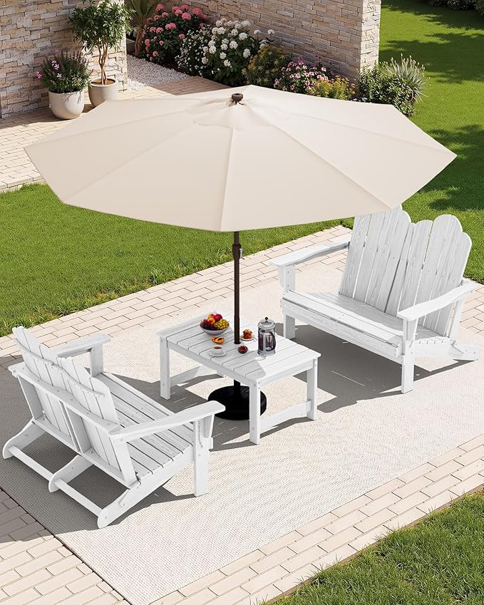 SERWALL Folding Adirondack Bench, HDPE All-Weather Adirondack Loveseat, 660 lbs Capacity - Photo 2