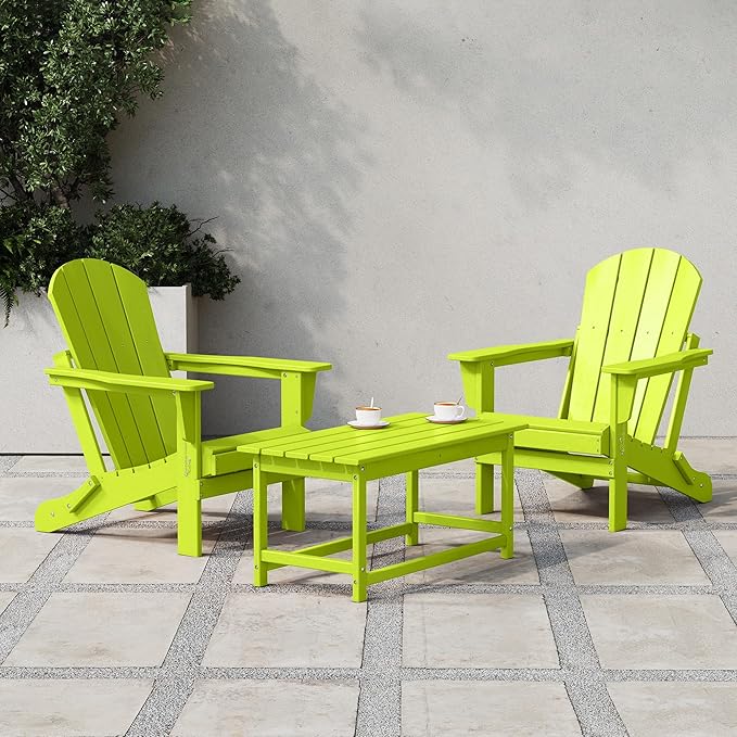 Costaelm Adirondack Conversation Table, HDPE Outdoor Drink Weather Resistant, Outdoor Patio Porch Accent Balcony Table for Pool, Seaside, Backyard, Lime