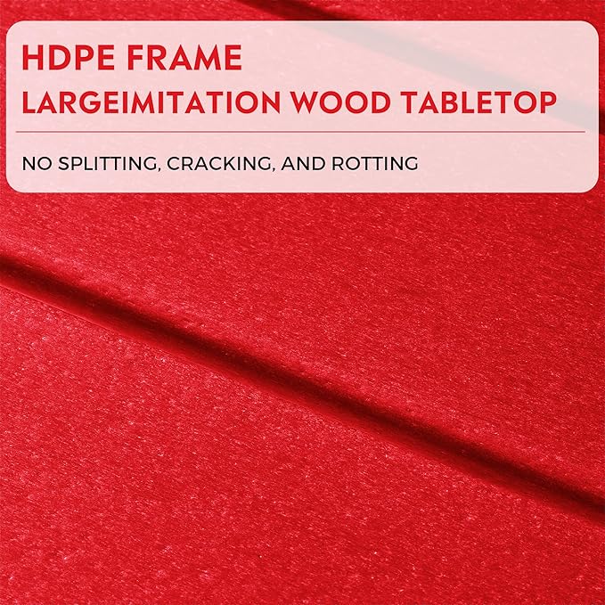Costaelm Adirondack Conversation Table, HDPE Outdoor Drink Weather Resistant, Outdoor Patio Porch Accent Balcony Table for Pool, Seaside, Backyard, Red
