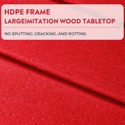 Costaelm Adirondack Conversation Table, HDPE Outdoor Drink Weather Resistant, Outdoor Patio Porch Accent Balcony Table for Pool, Seaside, Backyard, Red