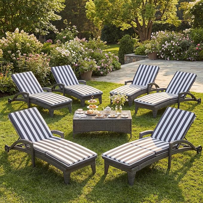Patio Chaise Lounger Set of 2, Outdoor Lounger Patio Chairs, Heavy Duty Lounge Chairs Outdoor, Chaise Lounges for Resort - Photo 8
