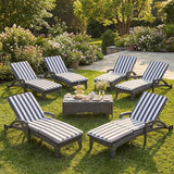 Patio Chaise Lounger Set of 6, Outdoor Lounger Patio Chairs, Heavy Duty Lounge Chairs Outdoor, Chaise Lounges for Resort - Photo 1