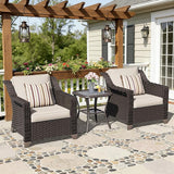 3 Pieces Patio Conversation Furniture Set - 2 Armchairs, 1 Side Table - Photo 5