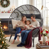 NICESOUL® Double Egg Chair Indoor Outdoor Stationary Oversized 6.5" Thick Padded Cushions - Photo 2