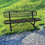 6 Ft Metal Park Bench for Outside, All-Weather Thermoplastic Coating Outdoor Bench with Backrest - Photo 4