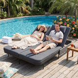 BULEXYARD 51.2" Double Chaise Lounge Outdoor, 2-Person PE Wicker Patio Daybed with Dual 5-Position Adjustable Backrest - Photo 1